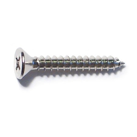 Midwest Fastener Wood Screw, #9, 1-1/4 in, Chrome Steel Flat Head Phillips Drive, 25 PK 79312